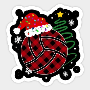 Buffalo Red Plaid Volleyball Christmas Sport Xmas Pajama Sticker